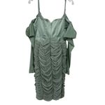 House Of CB Freyja Gathered Corset Dress Size M Sage Green Mesh & Satin Photo 14