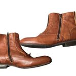 John Fluevog  Conga Leather Ankle Booties Cognac Brown Photo 0
