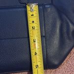 Cole Haan EUC Rigby Small Navy Blue Leather Tote Bag Braided Ties Gold Hardware Photo 9