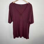 Torrid  Womens Plus Size Burgundy Red Ribbed Henley Top Short Sleeve 5X Photo 10