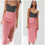 ZARA Red Gingham Hi-Rise Midi Skirt Size Small Photo 1