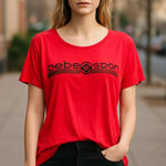 Bebe NWT  Sport Striped Tee In Hibisus Soft Photo 0