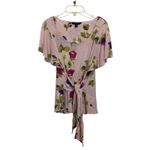 Ralph Lauren Lauren Black Label Linen Blend Pink Floral Flutter Sleeve Sz Small Photo 2