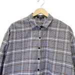 Madewell  Plaid Westlake Shirt Gray Plaid Flannel Size Medium Grunge Casual Boxy Photo 4