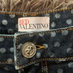 Red Valentino EUC Mid-Rise Skinny Leg blue polka dot jeans sz 28 Photo 2