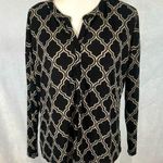 Dana Buchman vneck black and tan geometric print top size large Photo 0