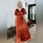 Baltic Born Meghan Terracota Velvet Wrap Maxi Dress Photo 5