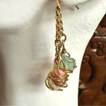 Gold tone chain Quartz post drop earrings Photo 5