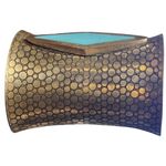 Wide Cuff Bangle Bracelet with Turquoise Diamond Shape Center Piece Silver Photo 2