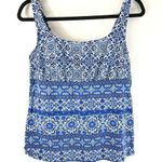 Lands' End  Tankini Top Underwire Removable Pads Tummy Control Geometric Blue 8 Photo 0