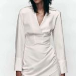 ZARA white dress wedding bridal shower corset mini long sleeve Photo 2