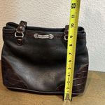 Brighton Leather Shoulder Purse 2 Compartments. Embossed Croc Skin. Blk/ Brown Photo 11
