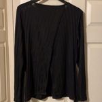 H&M NWT  black long sleeve split back tie ribbed jersey blouse, size large Photo 4