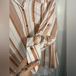 Eden & Olivia Button Up Orange & White Stripes Chic Flare Pocket Blouse Size XL Photo 8