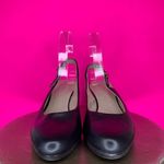 Wonders Black Leather Slingback Round Toe Low Heel Pump Sz 8 Black Photo 1