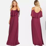 Show Me Your Mumu  Flowy Ruffle Maxi Dress in Merlot Chiffon NWT Size XS Photo 1