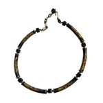 Vintage Japan Cloissone Enamel Flower Tube Bead Necklace Collar Choker 16" Photo 0