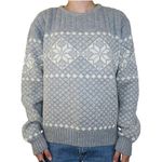 Vintage 90s Rob Winter Fair Isle Snowflake Sweater Gray Size L Photo 0