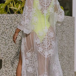 Piazza‎ Italia Lace Kimono Cover Up White Sheer Floral Made in Italy Size L Photo 0