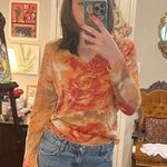 Vintage Rose Shimmer Graphic Long Sleeve Shirt Red Size L Photo 0