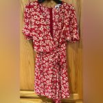 Madewell  V-Neck Wrap-Front Romper w/ Front or Back Tie in Red‎ Mini Daisy Size 0 Photo 4