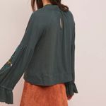 Ranna Gill Green Egret Bird Embroidered Boho Blouse Size Small Photo 1