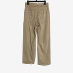 OAT New York Khaki Wide Leg Pants 8/29 High Rise Raw Hem Utility Pockets Photo 4