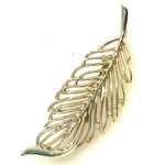 Gerrys Gold Leaf Brooch Pin 2.75" Designer Signed Palm Frond Open Metalwork Vtg Photo 3