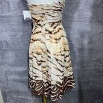 Donna Morgan Strapless Brown Ivory Animal Print Silk Dress Size 4 NWT Photo 3