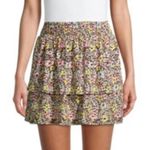 No Bo  Yellow Floral Ruffle Smocked Mini Skirt Photo 1