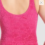 Modcloth  I Want Velour Velour Velour Bodysuit Floral Texture Fuchsia Hot Pink M Photo 3