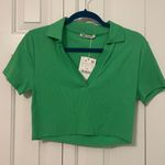 ZARA Green Cropped Collared Tee Photo 0
