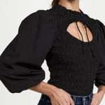 Love The Label Anthropologie Black Smocked Puff Sleeve Blouse Sz.S NWT Photo 0