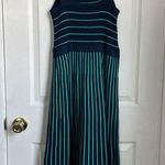 Banana Republic SQUARE-NECK KNIT MIDI DRESS in Navy & Emerald Green Stripe Photo 2