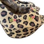 Betsey Johnson  Mystify Leopard Embroidered Sling Back Platform Heels size 8 Tan Photo 1