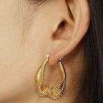 Gold Hoop Earrings, Thick Hoop Earrings, Geometric Hoops Photo 1