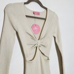 Lilly's Kloset Cream Ribbed Knit Bodycon Midi Dress NWT Size Medium Photo 4