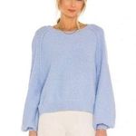 Free People Found My Friend Crewneck Sweater Womens SZ XS Blue Beach Coastal Photo 0