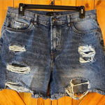 Boom Boom Jeans BBJ  High Waisted Med Wash  Ripped Denim Shorts Size 9/29 (8718) Photo 0