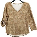 Soft Surroundings Tunic Top Womens S Tan Faux Suede Floral Roll Tab Boho Chic Photo 0