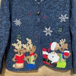 Tiara International Vtg Tiara Ugly Christmas Sweater Cardigan Women’s Large Santa Rudolph Holiday Photo 12