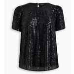 Torrid  Black‎ All Over Sequin Ruched Short Sleeve Top Size 1X Photo 4