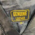 Genuine Leather Biker Vest Medium Black Vintage 90s Rocker Sleeveless Top Photo 8