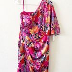 Aidan Mattox NEW Pink Floral One-Shoulder Dress Size 10 Ruffle Photo 0