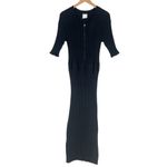Anthropologie  Varley Malia Knit Midi Dress Black Ribbed 3/4 Sleeve Size XL Photo 2