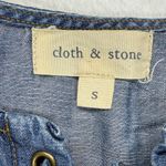 Cloth & Stone Denim Dress Bell Sleeve Lace Up Tencel Lyocell Blue Size S Photo 3