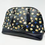 Coach Tea Rose Black Blue Floral Sierra Satchel Top Handle Doctor Crossbody Bag Photo 3