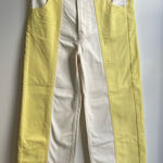 Urban Outfitters NWT BDG High Waist Wide Leg Jeans White Yellow Colorblock 29" Photo 0