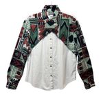 Vintage Roughrider Western Shirt Aztec‎ Print Button Up Long Sleeve Large White Photo 0