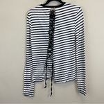 Pam & Gela  Striped Lace Up‎ Back Long Sleeve Tee Size M Black and White Photo 5